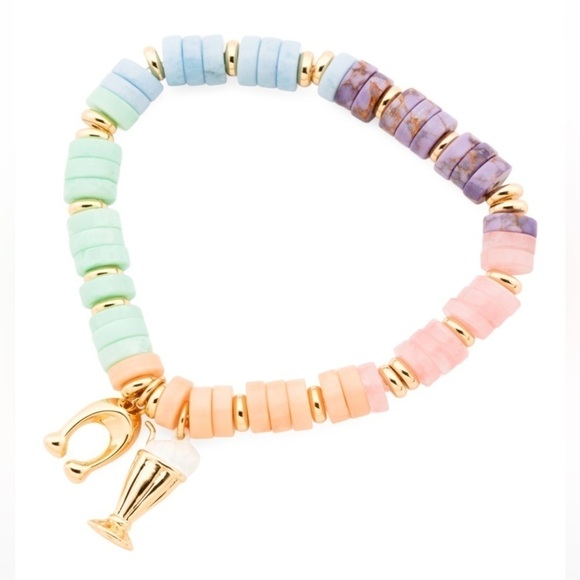 Only 1 Left Coach New Signature C Milkshake Charm Mixed Bead Stretch Bracelet - Picture 1 of 2